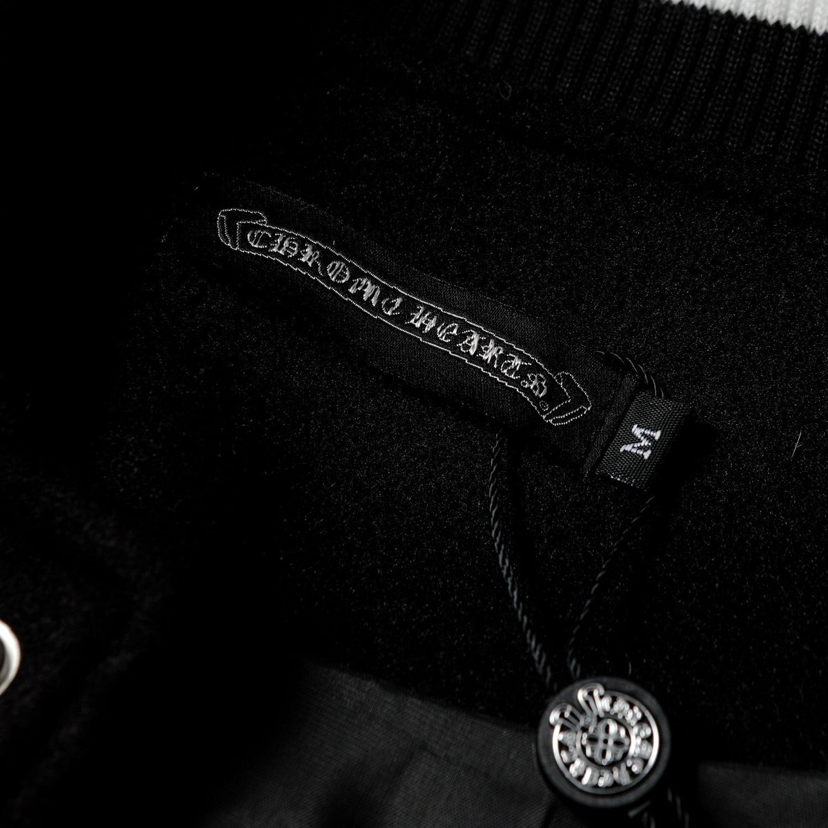 Chrome Hearts Varsity Jacket - Black White Gothic Baseball Coat 2206
