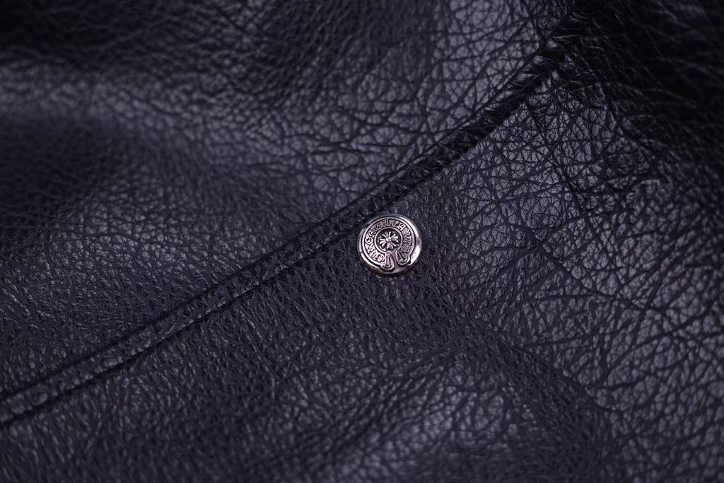 Chrome Hearts Embroidered Sleeve Varsity Jacket - Black Streetwear Coat 5577