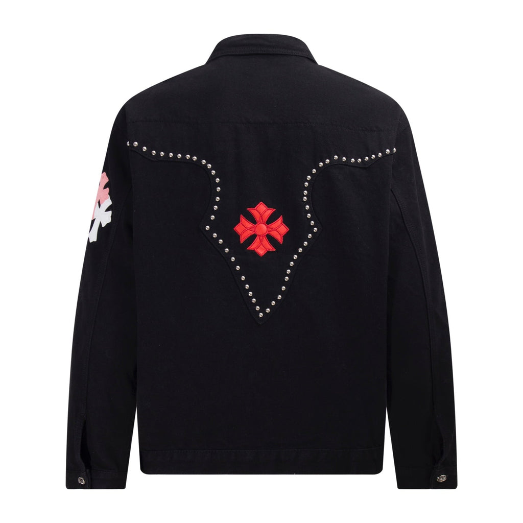 Chrome Hearts Multi Cross Studded Denim Jacket - Black Gothic Streetwear Coat H49