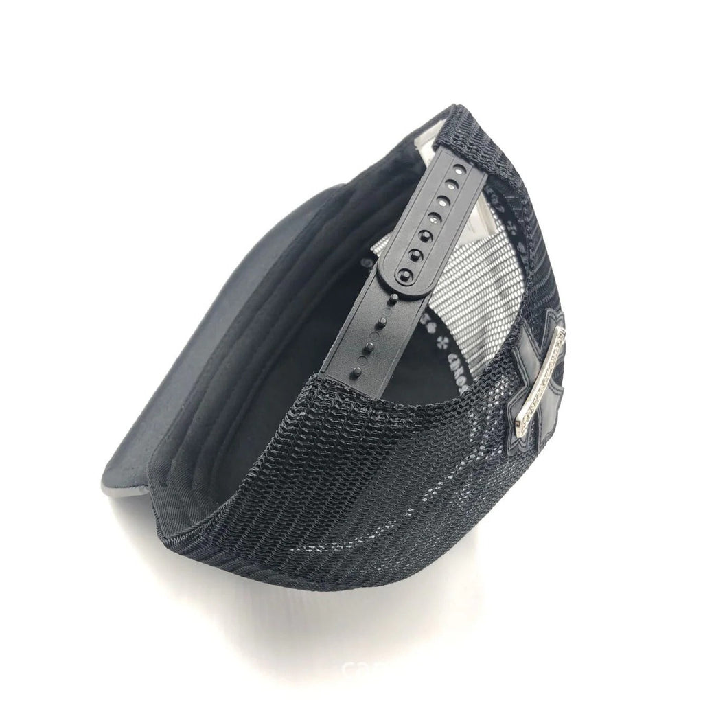 Chrome Hearts Cemetary Crosss Leather Stitched Trucker Hat