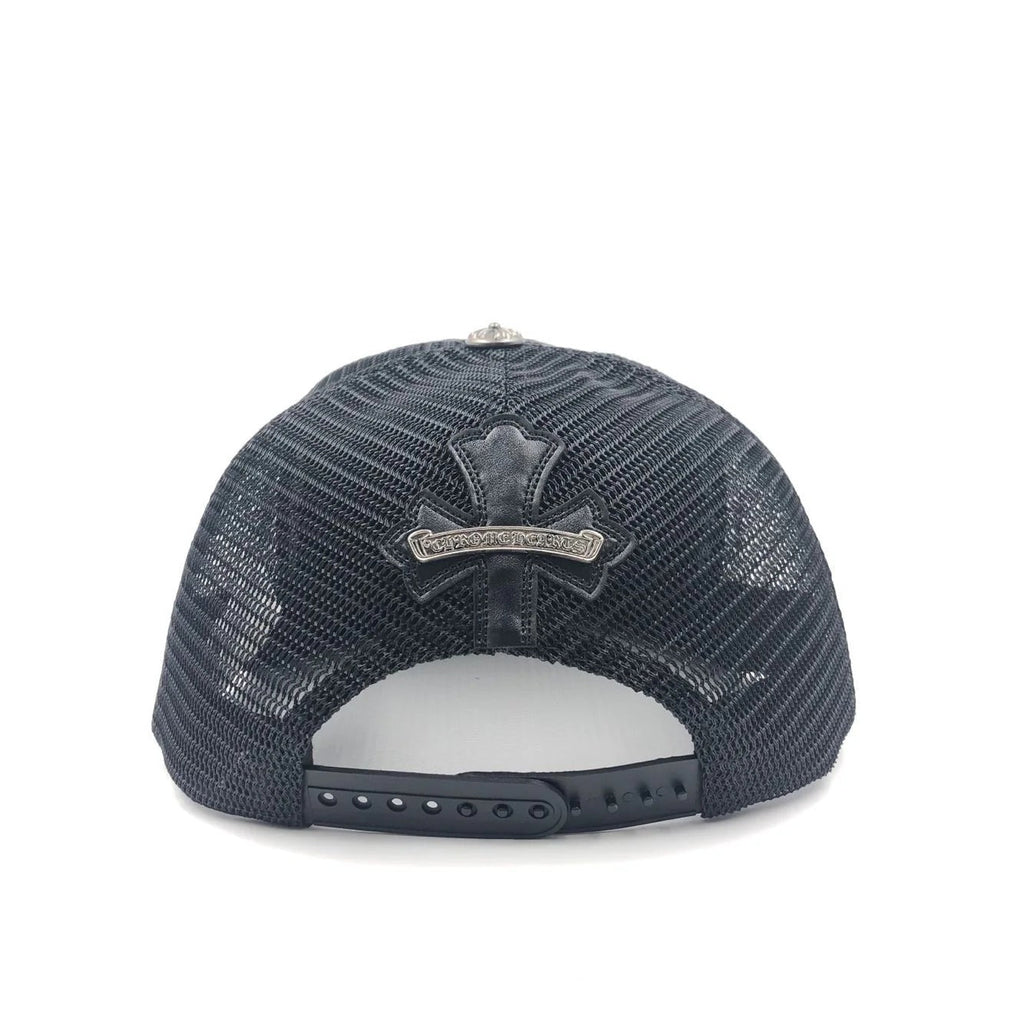 Chrome Hearts Cemetary Crosss Leather Stitched Trucker Hat